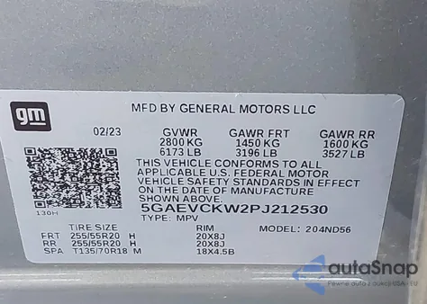 2023 Buick Enclave Avenir Awd из США, поврежденный, VIN 5GAEVCKW2PJ212530